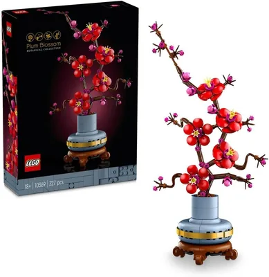 LEGO Botanicals Plum Blossom Set för vuxna – Artifiska blommor till inre rum inkl. bygbar potte – Hemkontor dekor