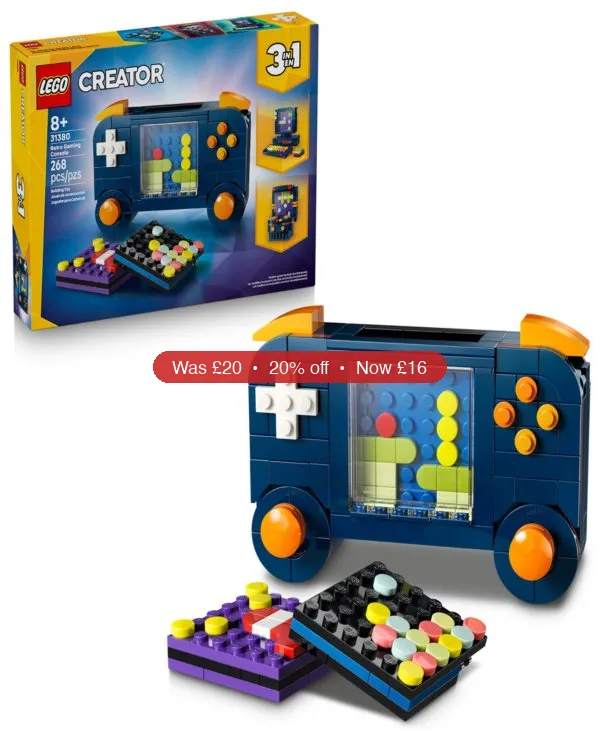 LEGO® Creator 3 in 1 Retro Gaming Console Building Toy 31380, 268 Pieces – 20% Off