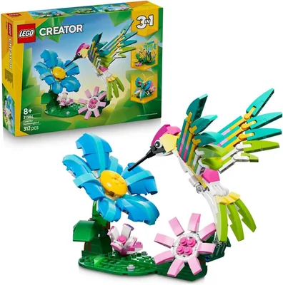 LEGO Creator 3-in-1 Wildtiere: Farbiger Kolibris – Vogelspielzeug verwandelt sich in Schmetterling oder Fischfigur – DIY Zimmerdeko (40% Rabatt)