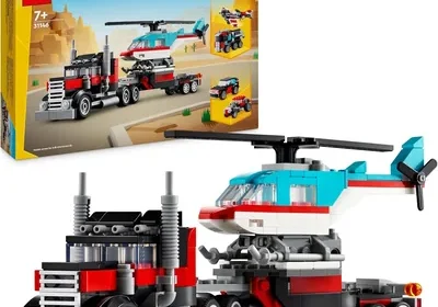 LEGO Creator 3in1 Vlakke vrachtwagen met helikopter - speelgoed voor kinderen van 7+ (25% korting) in Netherlands