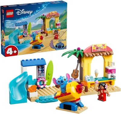 LEGO Disney Page Jeux avec Lilo et Stitch – Jeu Éducatif avec 2 Magasins, Balade en Rocket & 2 Mini-Figures – Ensemble Montessori
