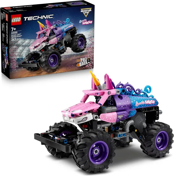LEGO Technic Monster Jam Sparkle Smash Pull-Back Truck Toy – Rosa Unicorn Motortärn som Kommer Att Spräka! Best Deal
