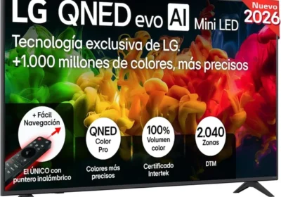 LG 43QNED80B6B - Televisor de 43" con MiniLED EVO QNED, 94% sin reflejos, TV inteligente, WebOS 26, Procesador α7 AI Gen9, Escalado 4K Super, H in Portugal