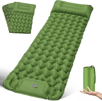 Liggande Luftmaträs Self Inflating Camping 200x68cm Ultralätt Kampmatratse med Kussin Vattenfast