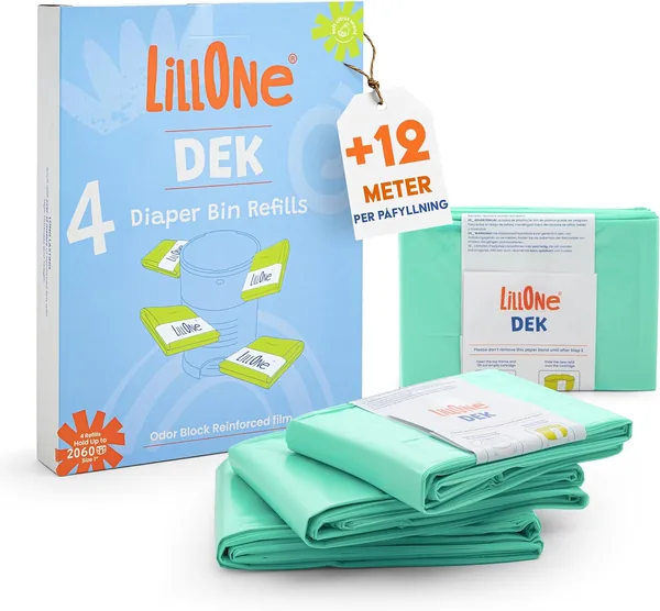 LillOne Refyller Säck Till Nappytaskor Korbell Classic 16 Liter – Ökonomisk Paket med 4 Refyller