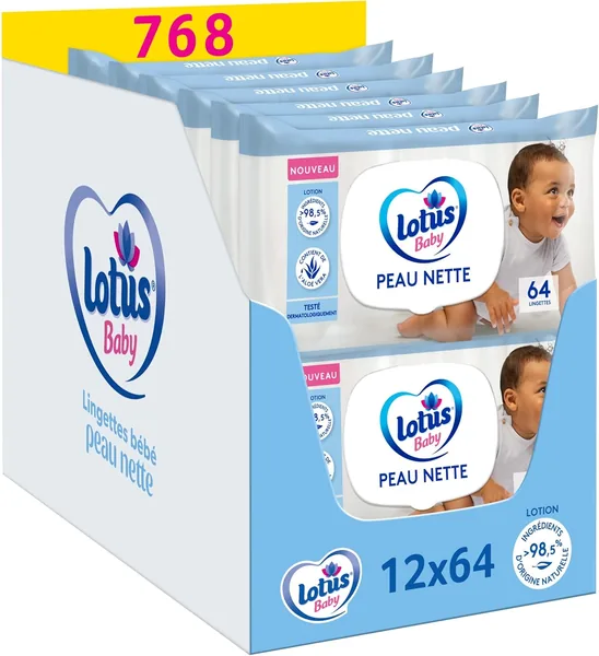 Lingettes Lotus Clean Skin pour bébé – Pack de 12 x 64 Best Deal