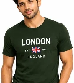 London England Graphic Print T-Shirt - Cotton Casual Men's T-shirt - Half Sleeve Summer in Oman