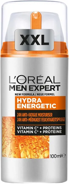 L’Oréal Paris Men Expert Hydra Energetic Crème Hydratante pour le Visage – Crème de Jour avec Vitamine C – Boost et Action Anti-Fatigue
