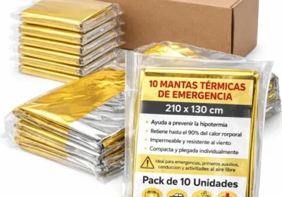 Lot de 10 couvertures thermiques d'urgence - Couverture de survie aluminisée double face doré/argenté 210 x 130 cm - Préventi - Meilleur Prix in France