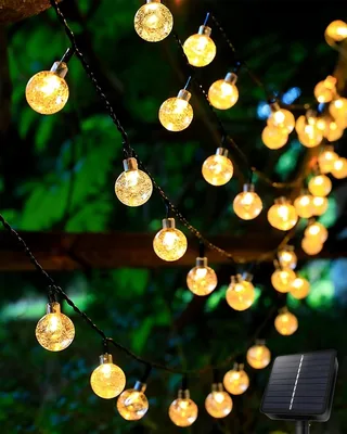 Luces solares AdalyRoma de 6 metros con 30 bolas LED cristalinas – 8 modos de iluminación IP65 a prueba de agua – Blanco cálido para jardín – Mejor Oferta