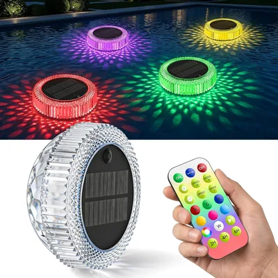 Luci Galleggianti Solari per Piscina 7 Colori RGB + Effetto Corsa IP68 Impermeabili, 4 Livelli di Luminosità – Sconto 35%