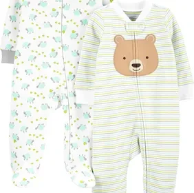 Macacão de Dormir para Bebês Pacote com 2 Pares Neutros de Algodão com Pés - Simple Joys by Carter's in Brazil