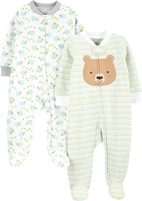Macacão de Dormir para Bebês Pacote com 2 Pares Neutros de Algodão com Pés – Simple Joys by Carter’s