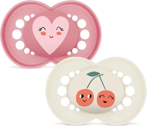 MAM Original Soother 6+ Mesi (Set di 2), Anello Dentale Ortodontico in Silicone, Kit Accessori per Neonati 2 Pezzi
