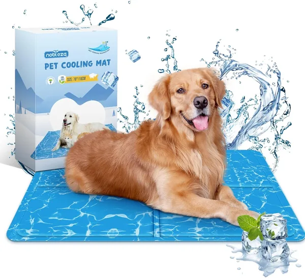 Mat rafraîchissant Nobleza pour chiens, chats et animaux de compagnie – Gel auto-rafraîchissant non toxique – 110 x 70 cm, Bleu XL – Meilleur Prix