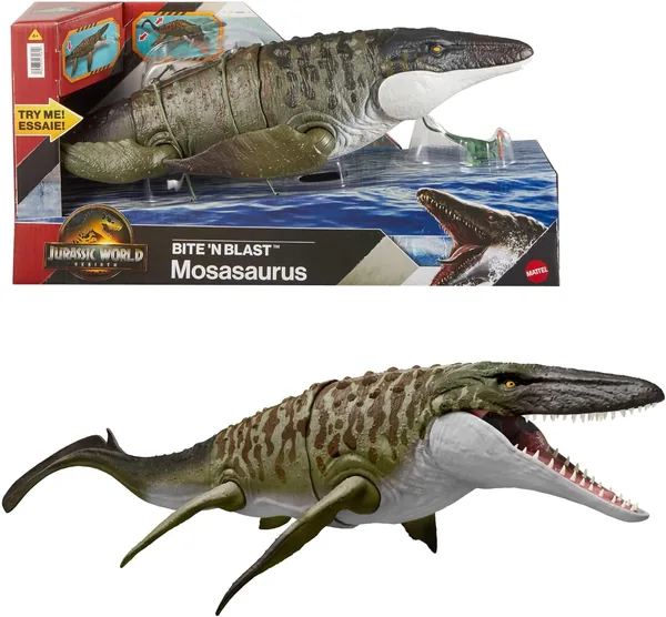 Mattel Jurassic World Mosasaurus Dilofosaurus Chupete y Figura Minifigura de Dinosaurio con Mandíbula Ancha – 40% De Descuento