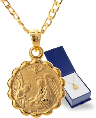 Medalla Ángel de la Guarda con Cadena de Oro 14k – Paloma del Espíritu Santo – Collar Arcángel San Gabriel Rafael Miguel