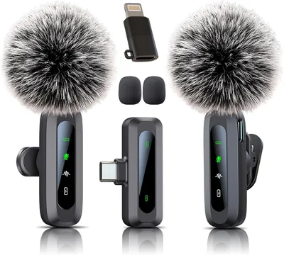 Micrófono de Solapa Inalámbrico para iPhone, iPad y Android – 2x Mini Micrófono con Reducción de Ruido, 38% de Descuento