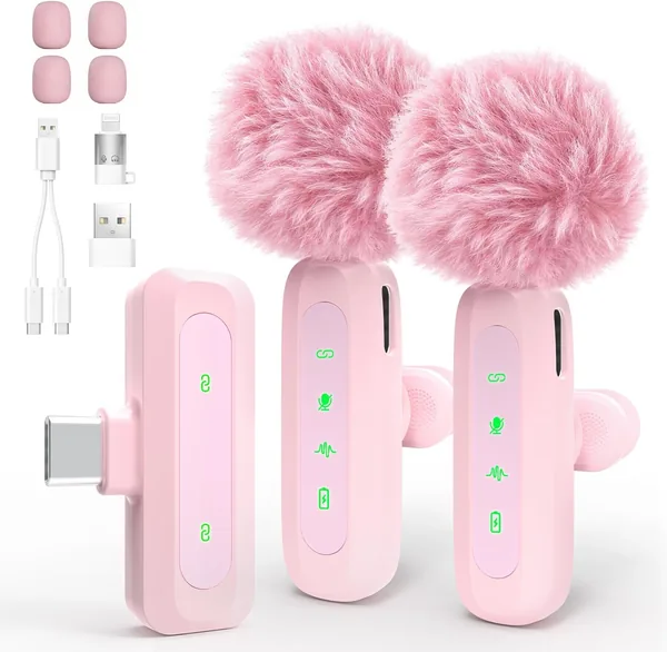 Micrófono Inalámbrico Lavalier con Reducción de Ruido, Micrófono de Solapa para iOS y Android