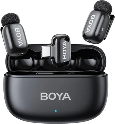 Microphone BOYA Mini pour iPhone 15/16/17 et Android 5G – 48KHz/24bit – Microphone sans fil Lavalier avec prise USB-C – Petit Lapel