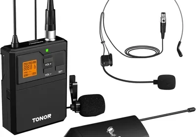 Microphone sans fil TONOR UHF avec casque micro et micro-cravate, émetteur bodypack et récepteur mini rechargeable 6 in Belgium