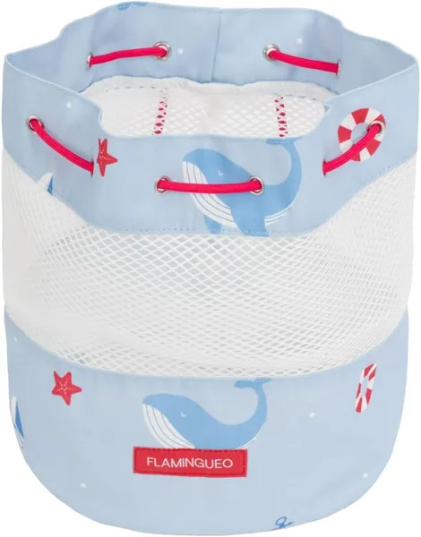 Mochila Flamingueo para Niños – Playa y Piscina – Resistente al Arena – Cinturas Ajustables – Mesas Laterales y Inferiores de Malla – Poliéster, Azul