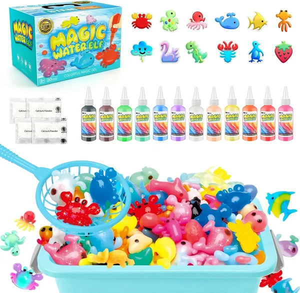 MOMSIV Aqua Gelz Set, Juego de Gel Mágico DIY 3D para Niñas de 4 a 7 Años – Kit de Hada de Agua Mágica con 12 Colores