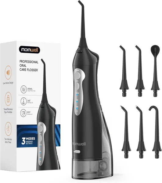 Mornwell Dental Jet Hydropulzer och Irrigatorer, Cordless Mundväcker 3 Modiser, 4 Spränknasor, IPX7 Vätskasikre, 300ml Deep C – Best Deal