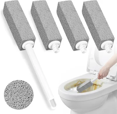 MOYAC 4 Pack Piedra Pómez de Limpieza, Limpiadora Reemplazable de Inodoro con Mango Largo, Cepillo de Limpieza de Piedra Pómez – 28% Descuento