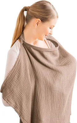 Muslin Nursing Cover for Breastfeeding – 100% Cotton, Breathable & Adjustable, Multi-use Carseat Cover – Best Deal