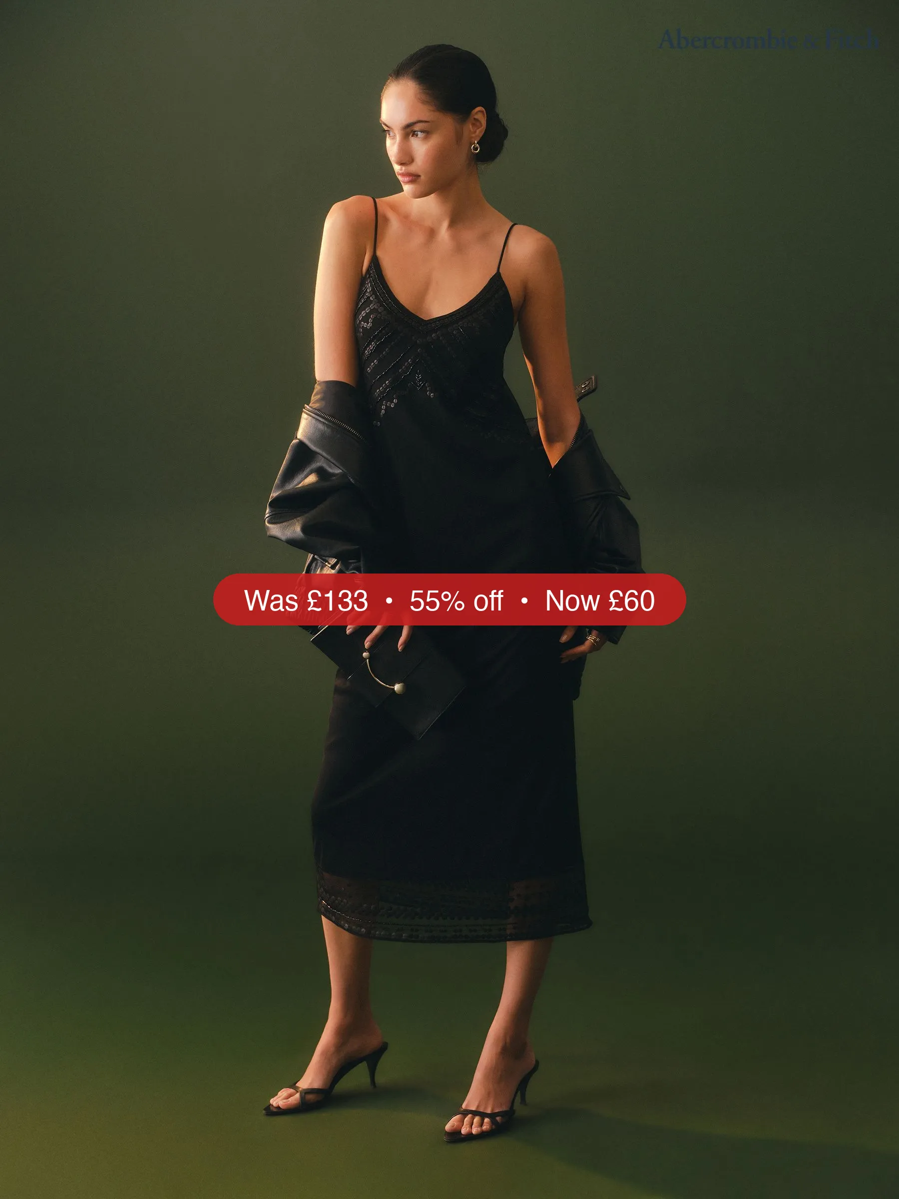 Next Abercrombie & Fitch Black Tie Back Midi Dress – 55% Off