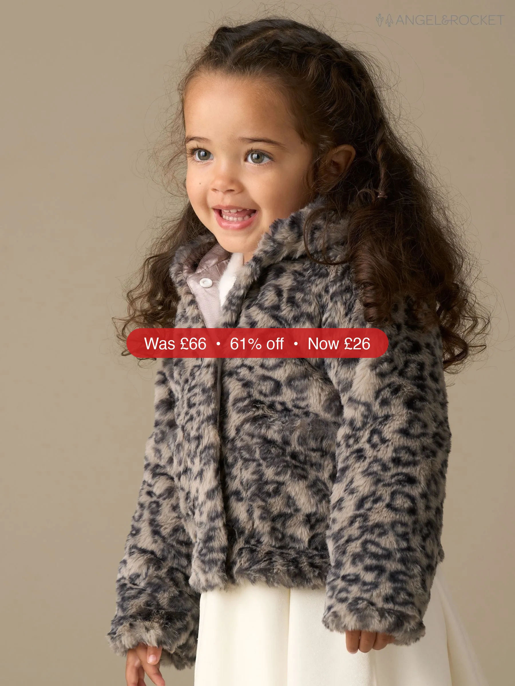 Next Angel & Rocket Natural Lyla Leopard Hooded Fur Jacket – 61% Off