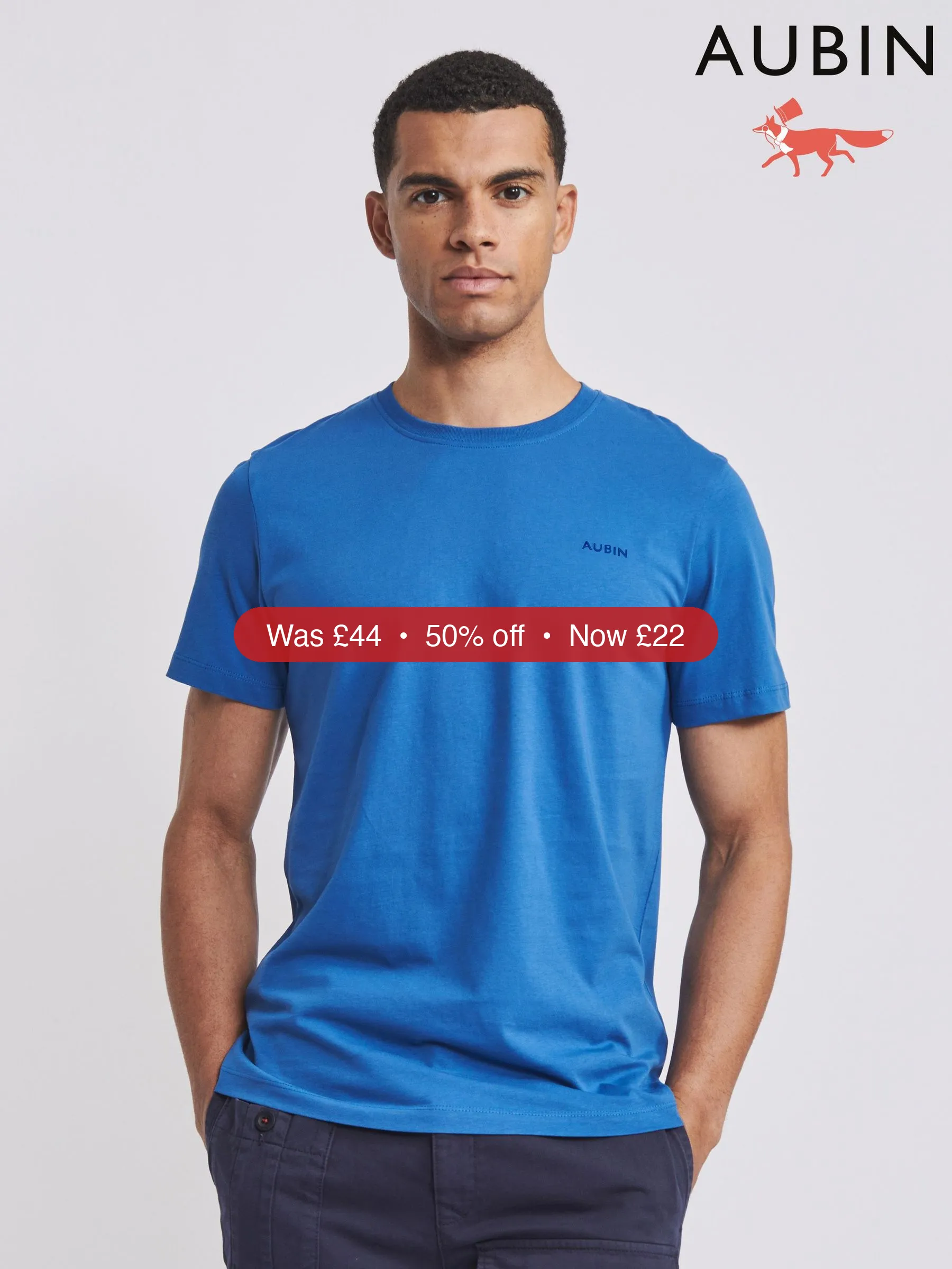 Next Aubin Blue Appledore Crew Neck Polo T-Shirt – 50% Off
