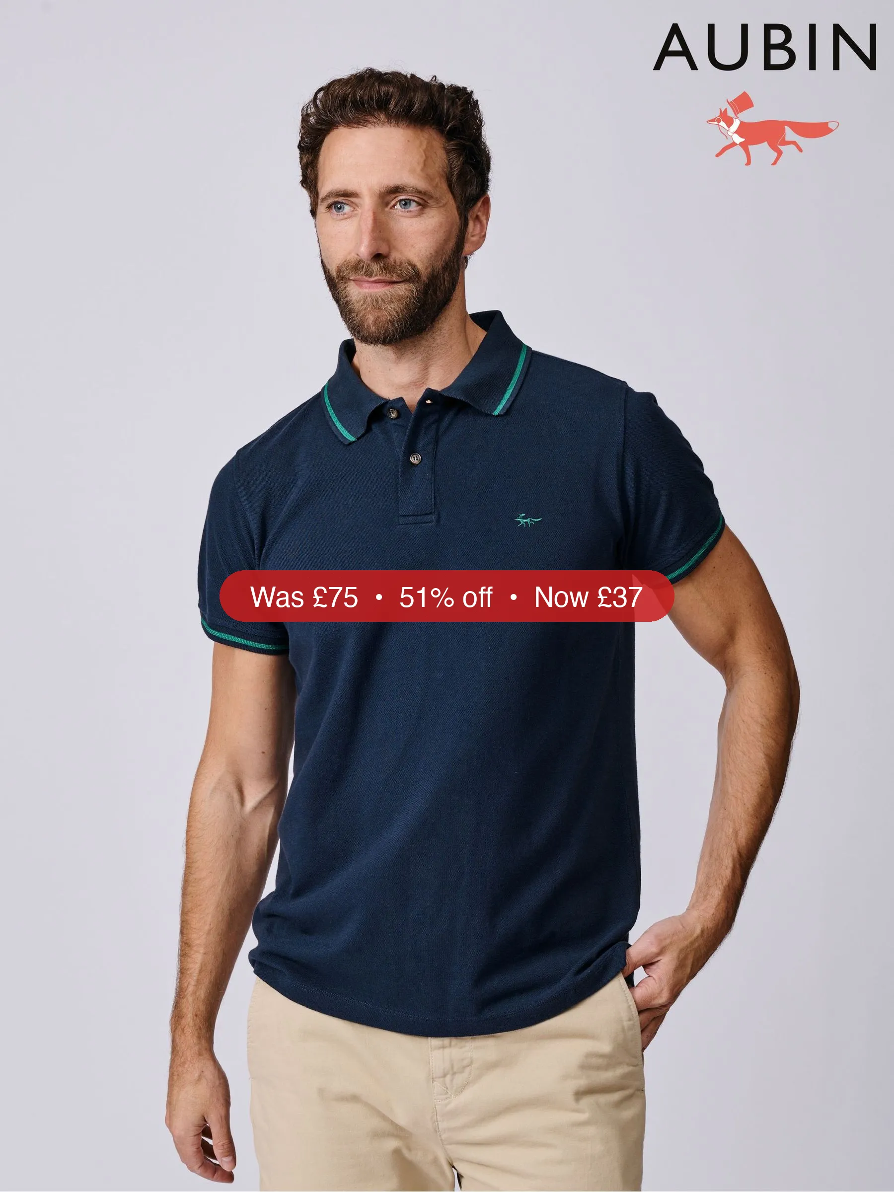 Next Aubin Blue Eden Tipped Pique Polo Shirt – 51% Off