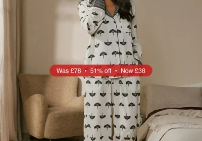 Next B by Ted Baker Bird Crinkle Satin Black/White Pyjamas - 51% Off in Ireland