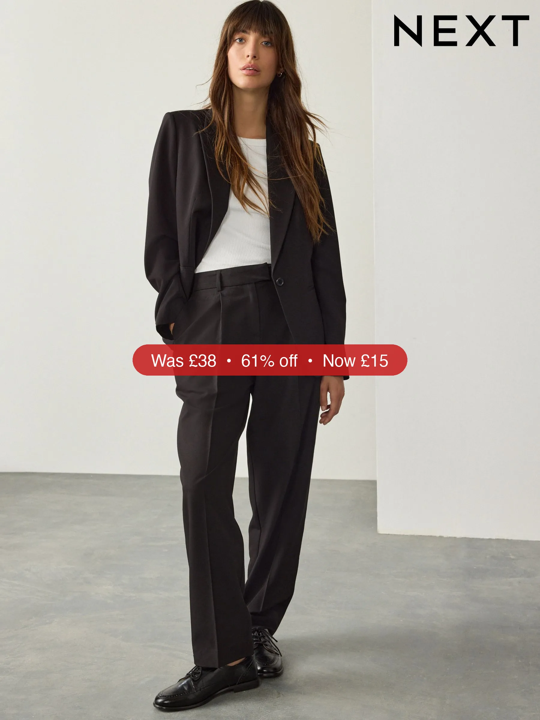 Next Black Tailored Tapered Trousers – 61% Off
