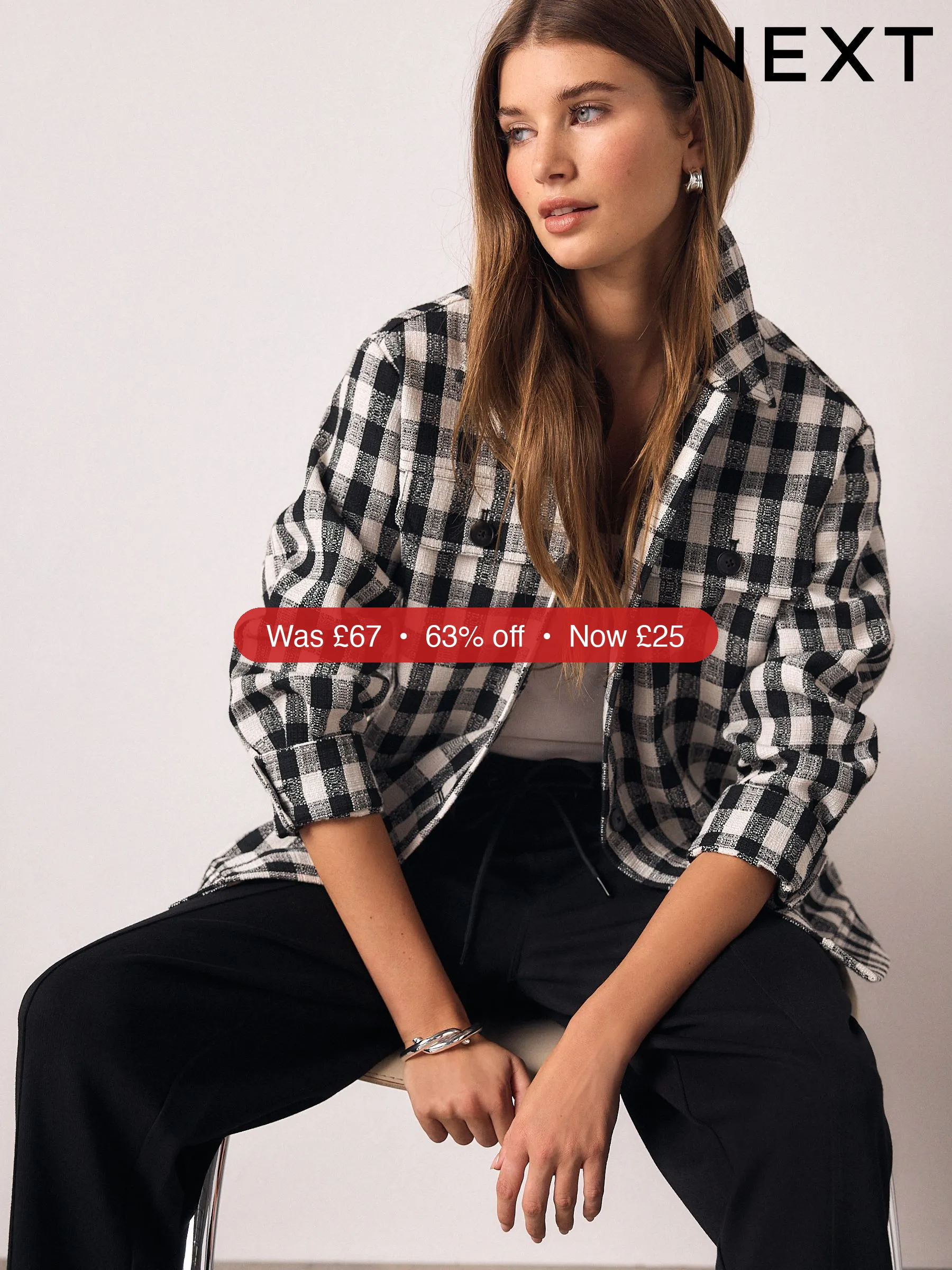 Next Black/White Boucle Shacket – 63% Off