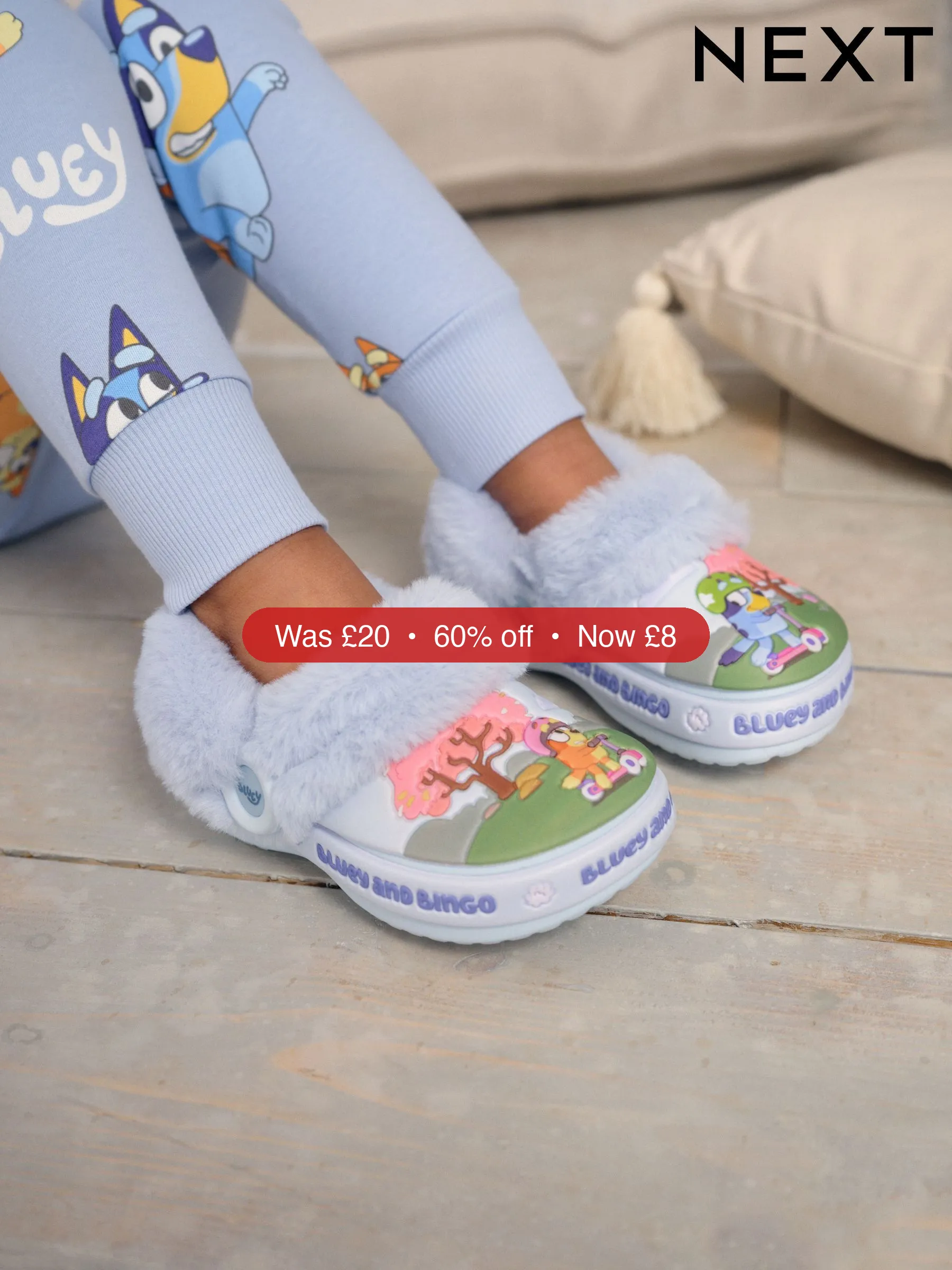 Next Blue Bluey Cosy Lined Slipper Clogs – 60% Off