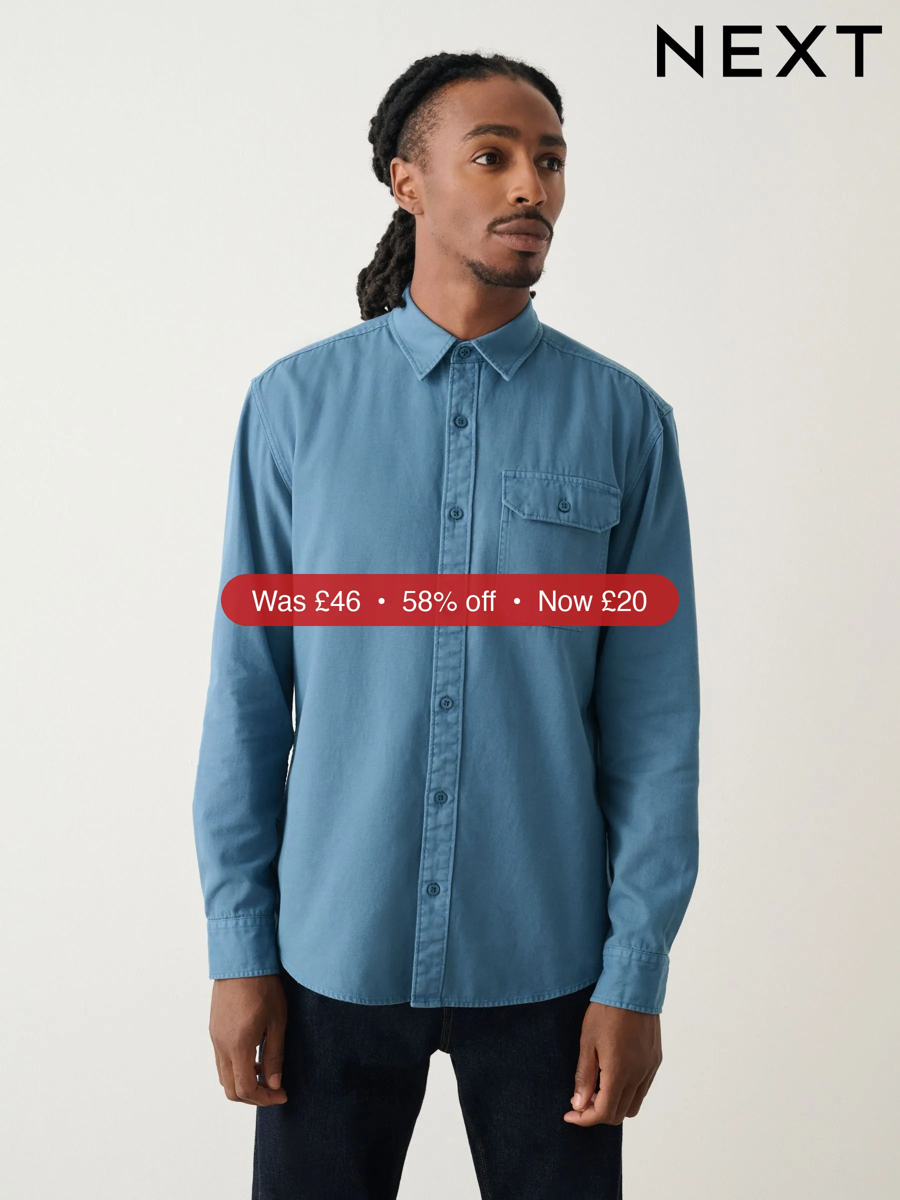 Next Blue Long Sleeve Garment Dyed Oxford Shirt – 58% Off