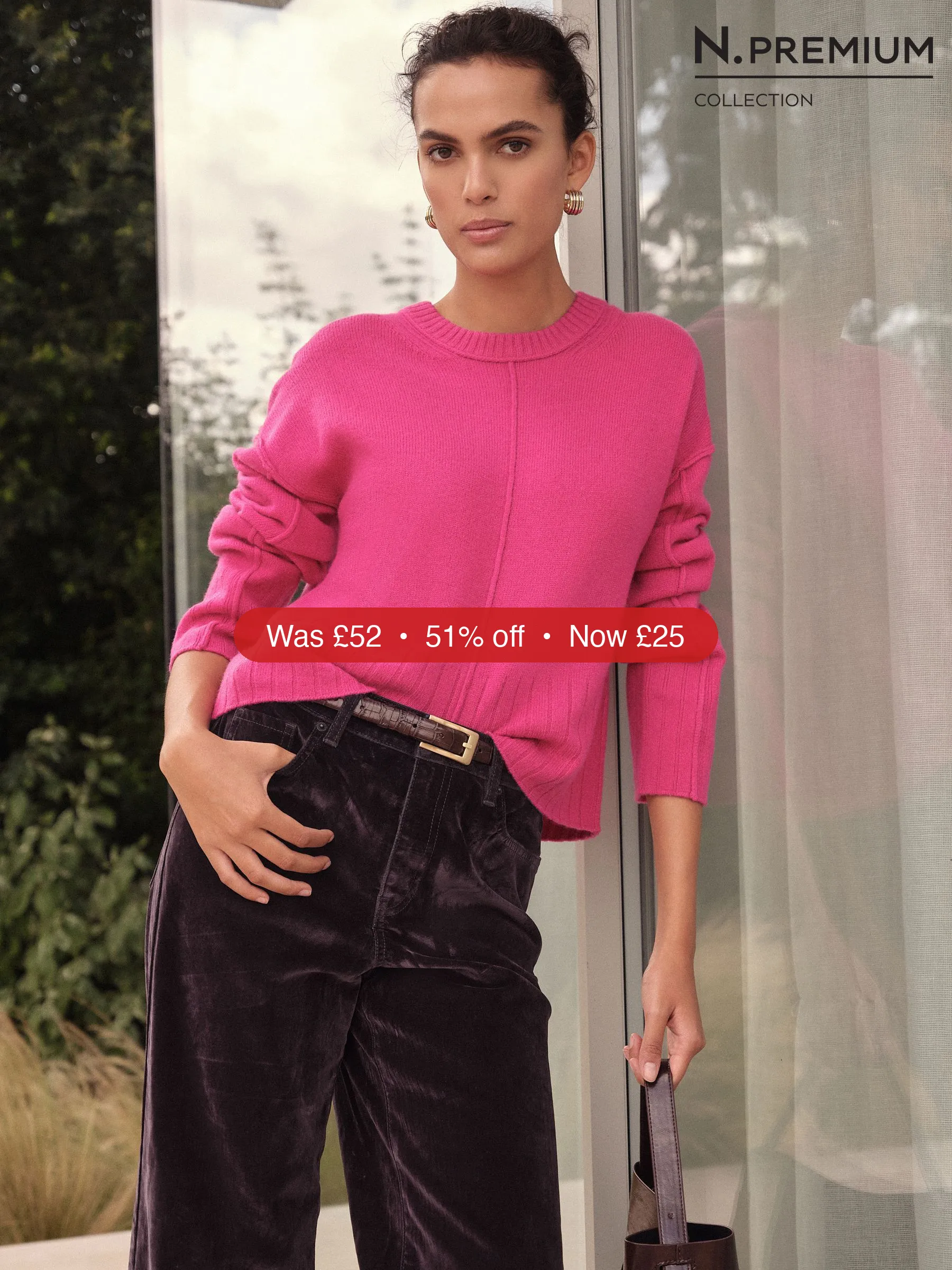 Next Bright Pink N. Premium 100% Lambswool Crew Neck Jumper – 51% Off