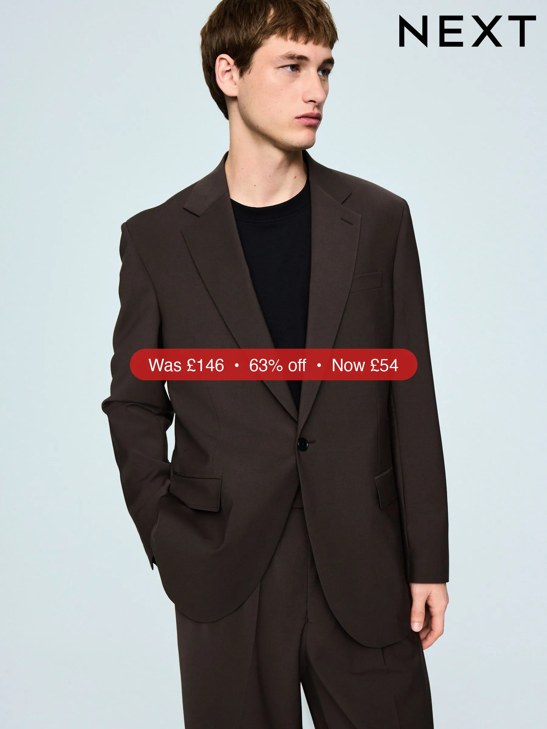 Next Brown Loose Fit Wool Blend Suit Jacket – 63% Off