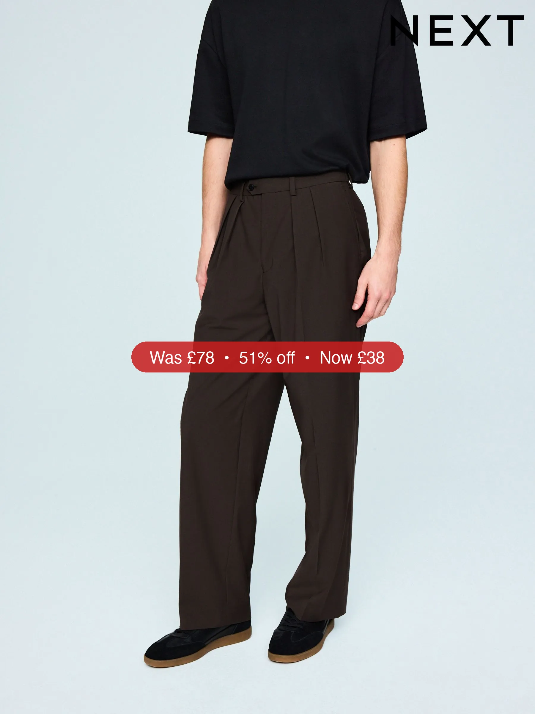 Next Brown Loose Fit Wool Blend Suit Trousers – 51% Off