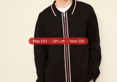 Next Brown N. Premium Regular Fit Mid Weight Tipped Zip Through Collared Cardigan - 59% Off in Ireland