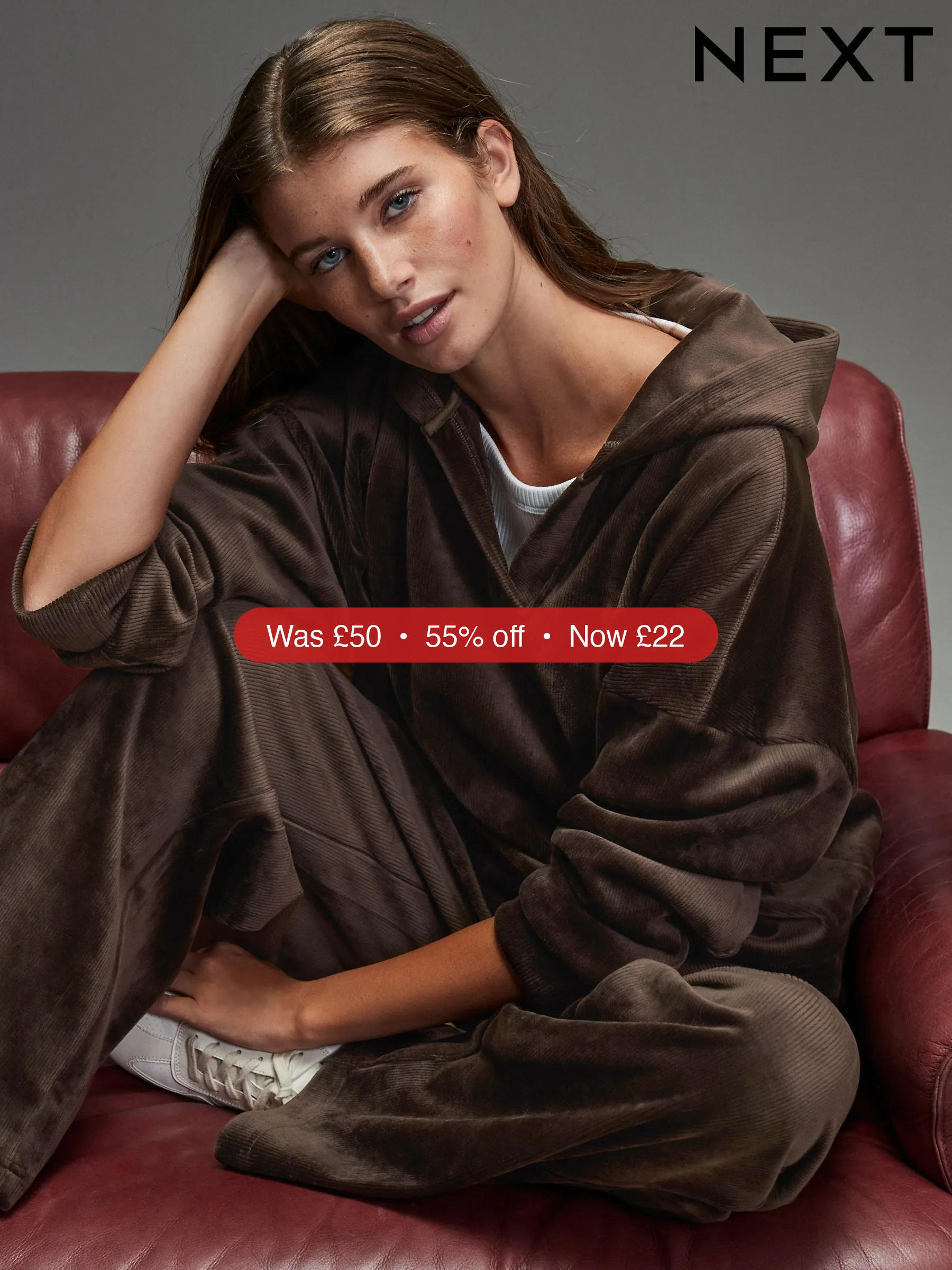 Next Chocolate Brown Soft Feel Cord Long Sleeve Hoodie – 55% Off