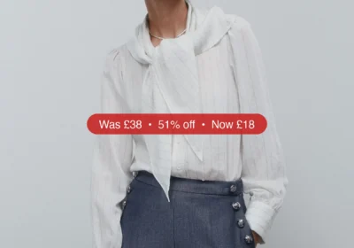 Next Ecru Pinstripe Long Sleeve Blouse with Neck Scarf Detail - 51% Off in Ireland