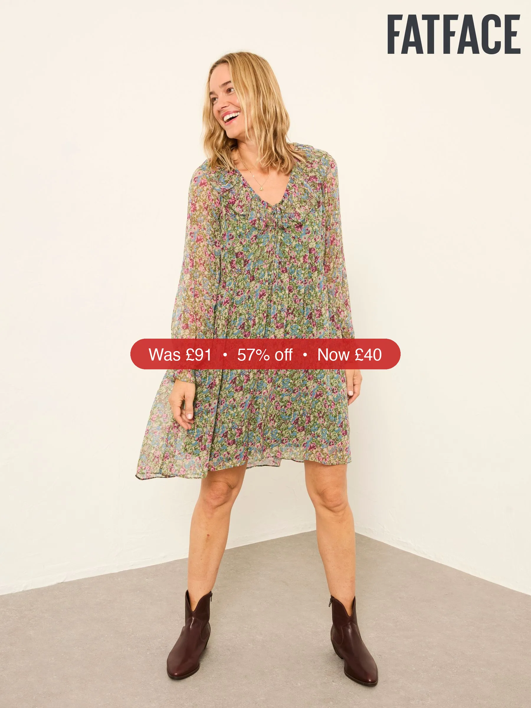 Next FatFace Bella Green Ditsy Garden Dress – 57% Off