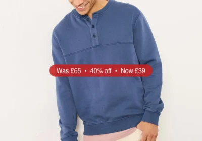 Next FatFace Brooke Denim Dark Blue Henley - 40% Off in Ireland