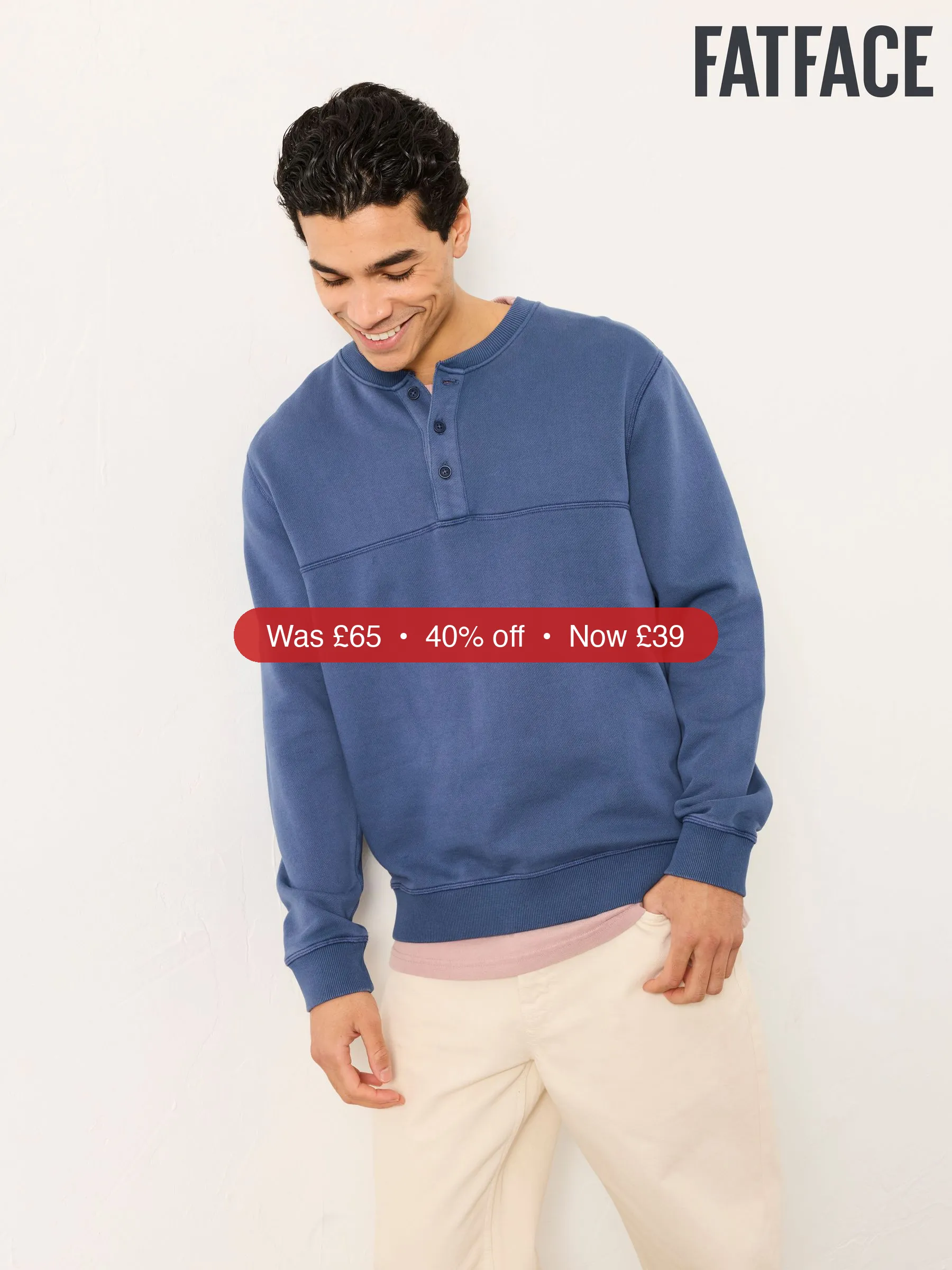 Next FatFace Brooke Denim Dark Blue Henley – 40% Off