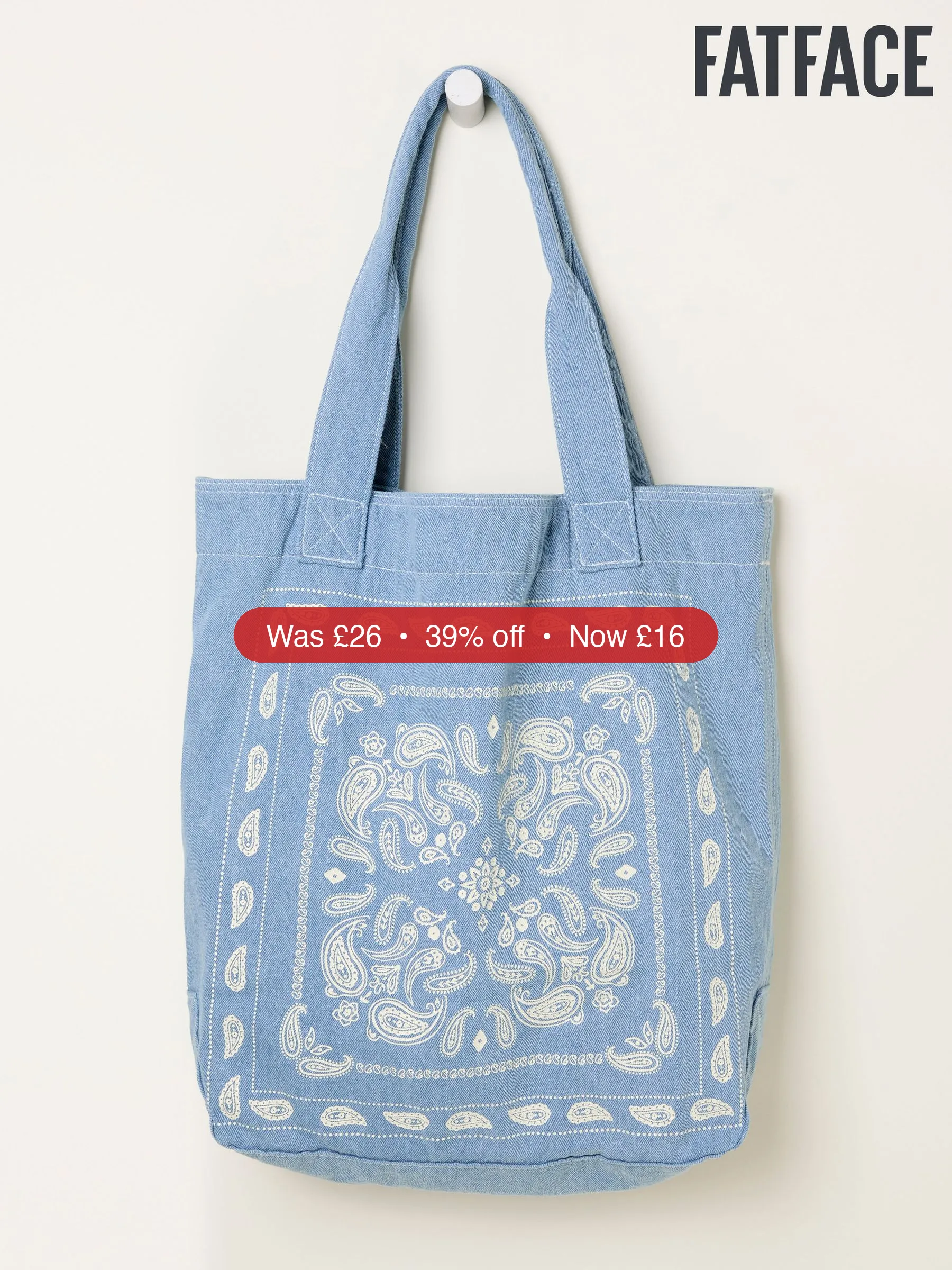 Next FatFace Denim Blue Bandana Print Tote Bag – 39% Off