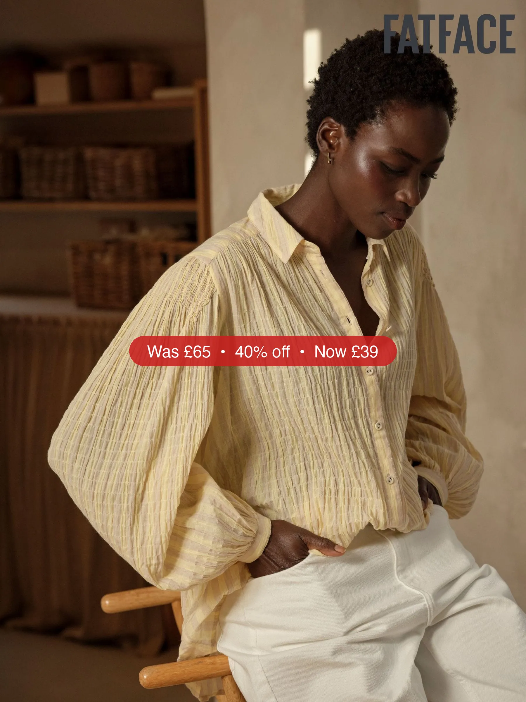Next FatFace Ebby Yellow Stripe Blouse – 40% Off